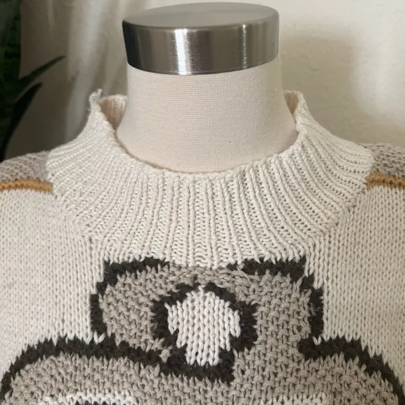 Vintage Handknitted Floral Embroidered Knit Sweater by C.I.E Express Medium