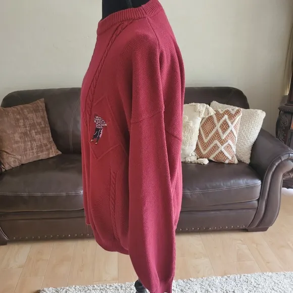 Vintage IZOD Embroidered Red Golf Sweater Size Large 100% Cotton