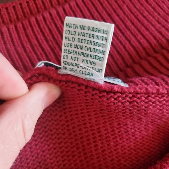 Vintage IZOD Embroidered Red Golf Sweater Size Large 100% Cotton