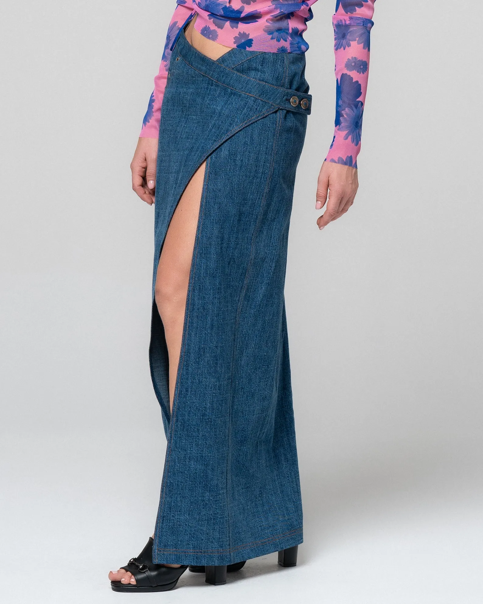 WAMA DENIM WRAP SKIRT