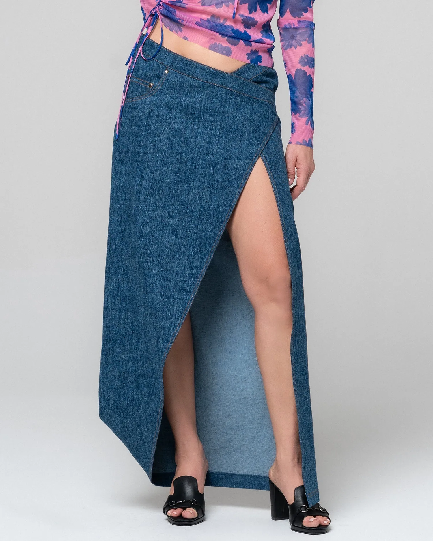 WAMA DENIM WRAP SKIRT