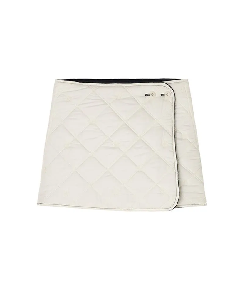 [Warehouse Sale] POSHERD Logo Quilted Reversible Padded Wrap Skirt - Ivory/Black
