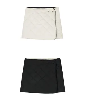 [Warehouse Sale] POSHERD Logo Quilted Reversible Padded Wrap Skirt - Ivory/Black
