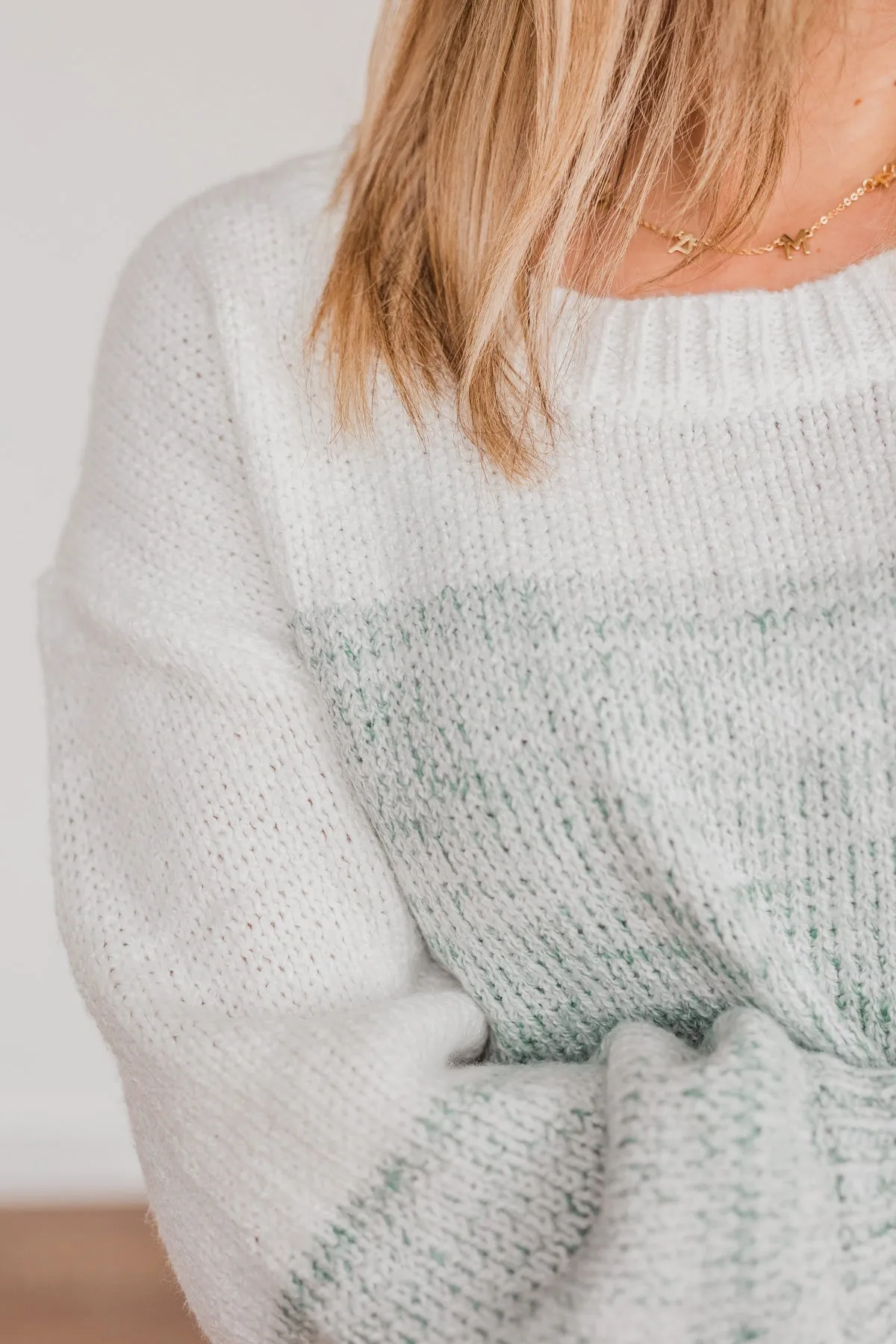 Warm Hugs Knit Color Block Sweater- Light Sage