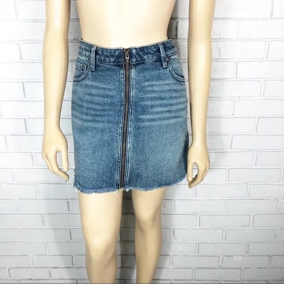 We the Free Free People Zip It Up Denim Mini Skirt