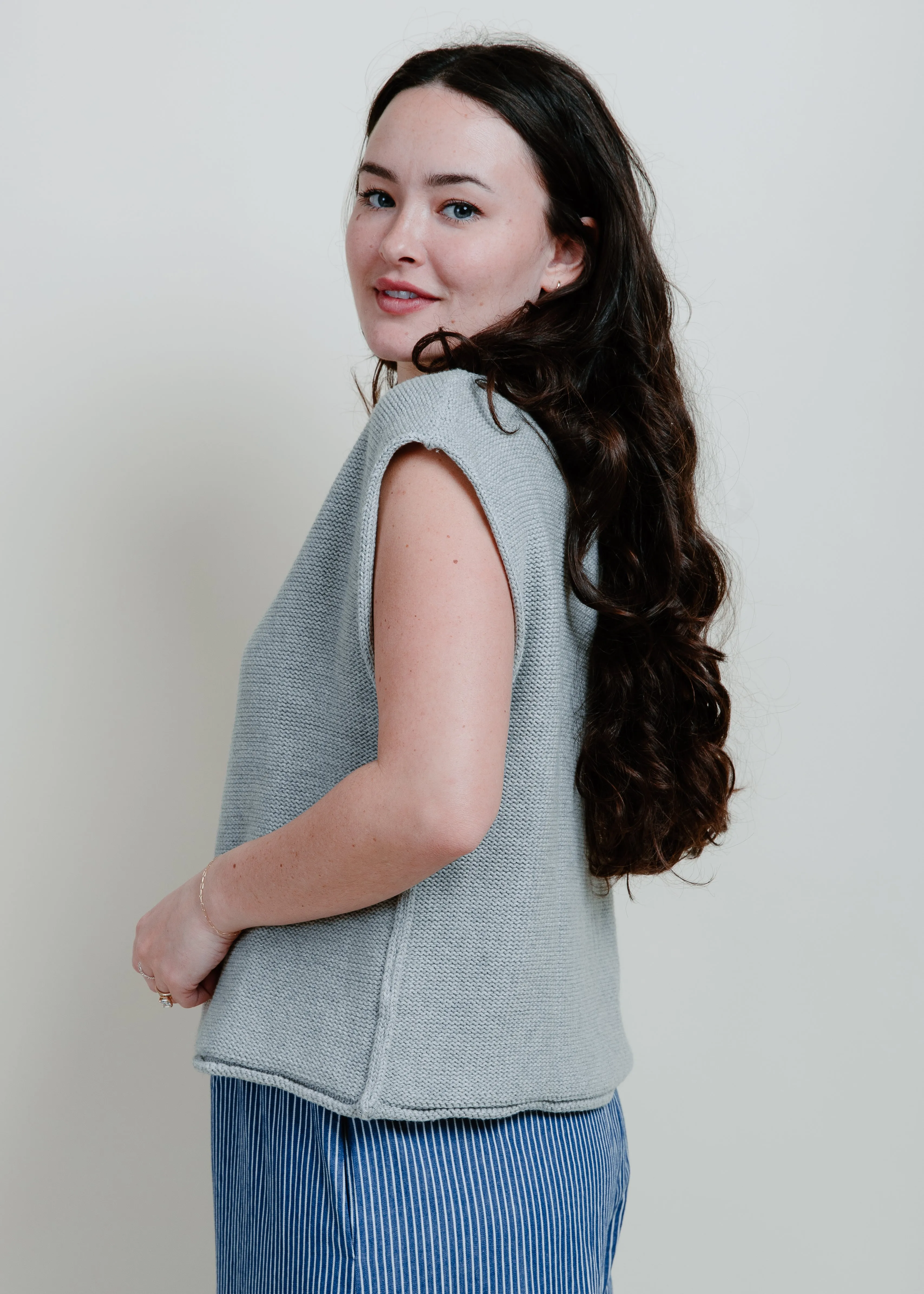 Welma Cotton Knit Sweater - Grey