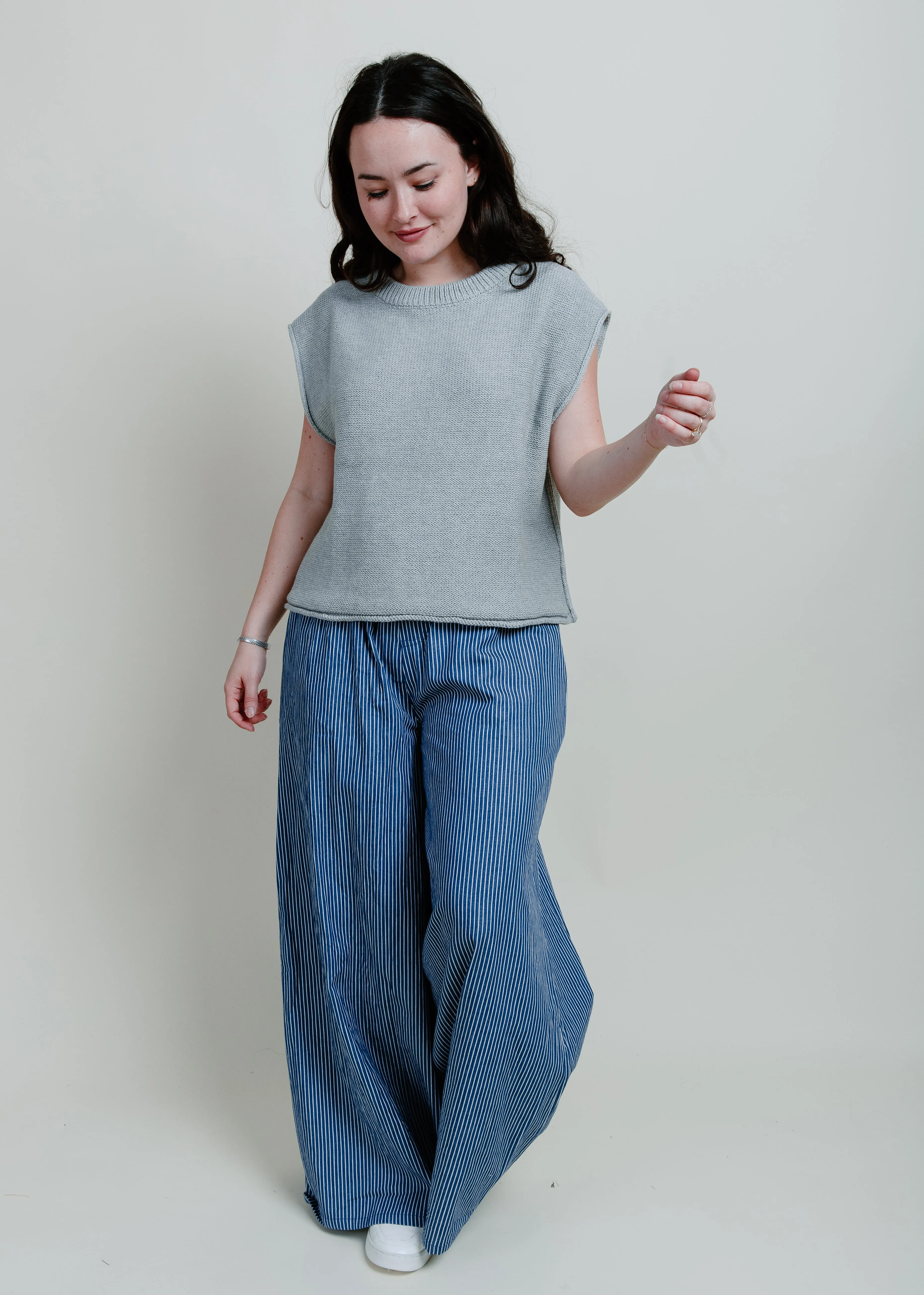 Welma Cotton Knit Sweater - Grey