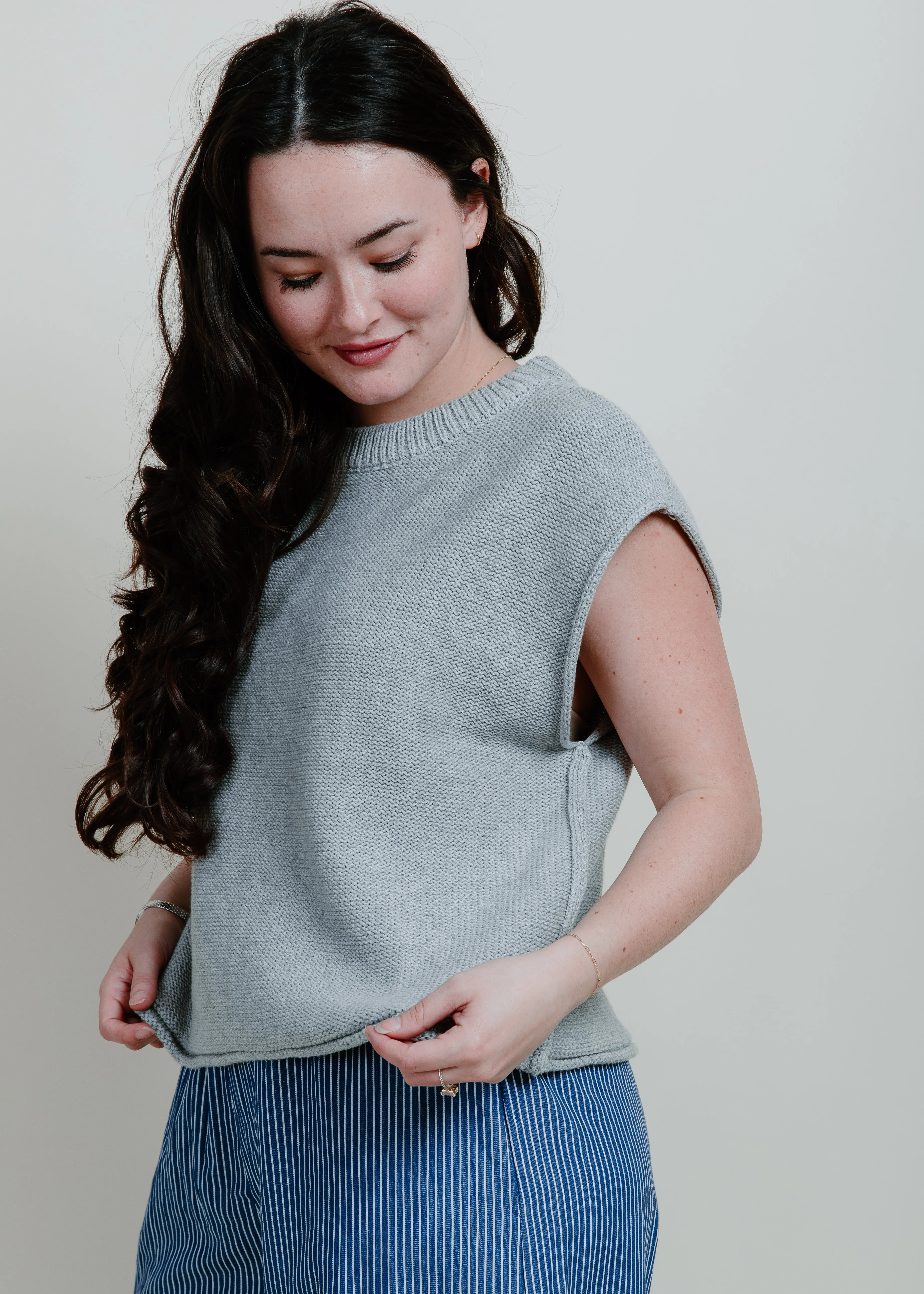 Welma Cotton Knit Sweater - Grey