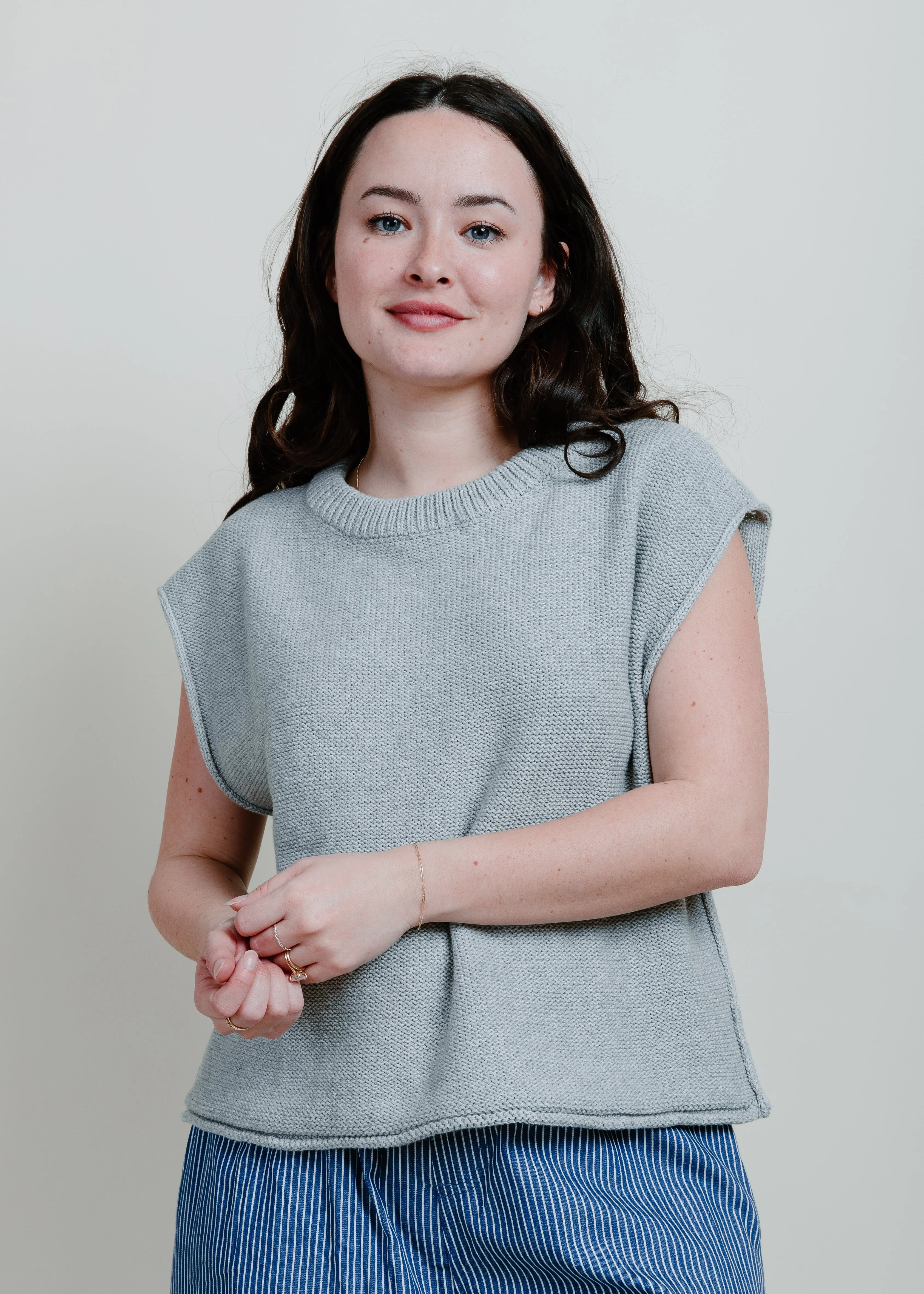 Welma Cotton Knit Sweater - Grey