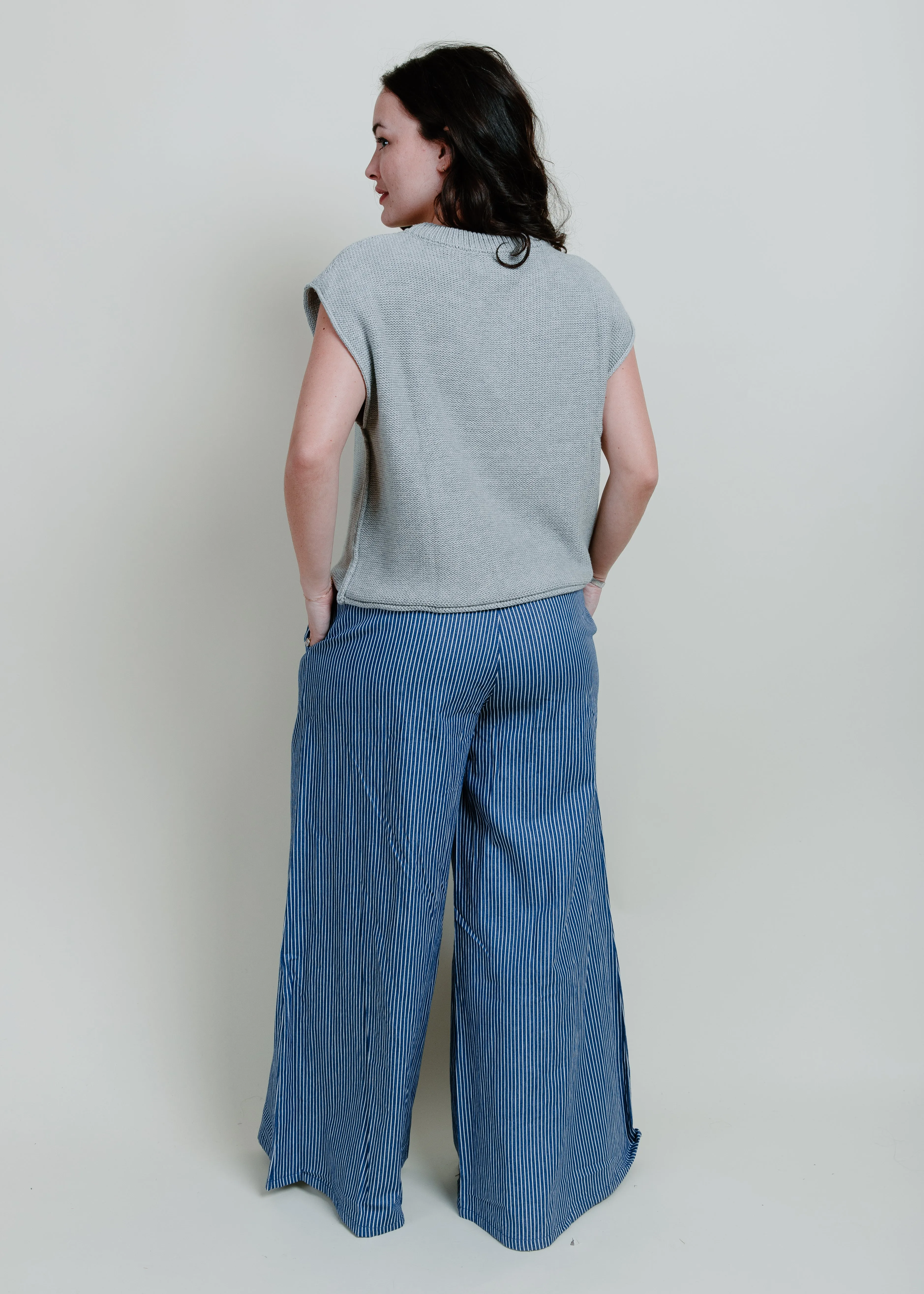 Welma Cotton Knit Sweater - Grey
