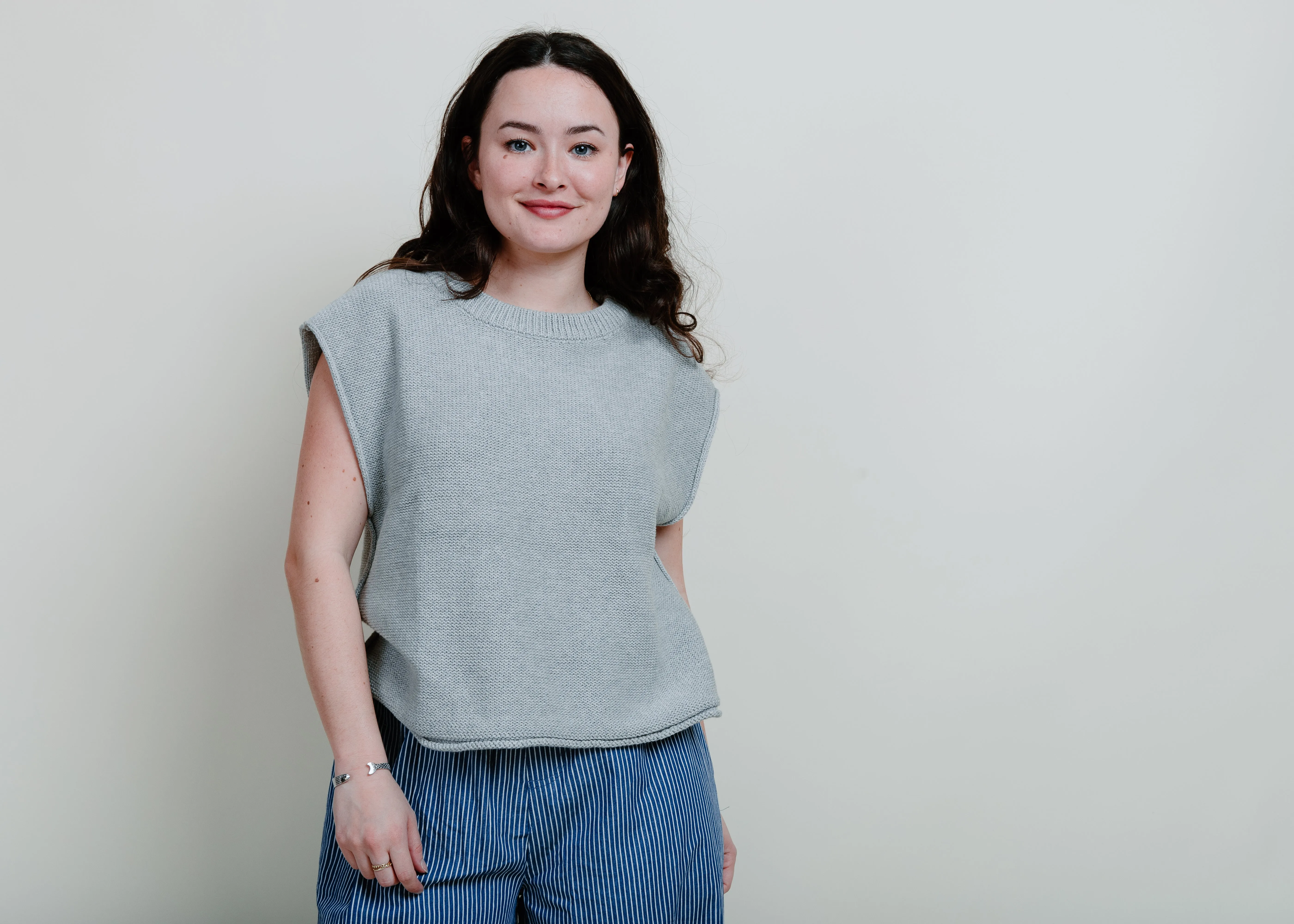 Welma Cotton Knit Sweater - Grey