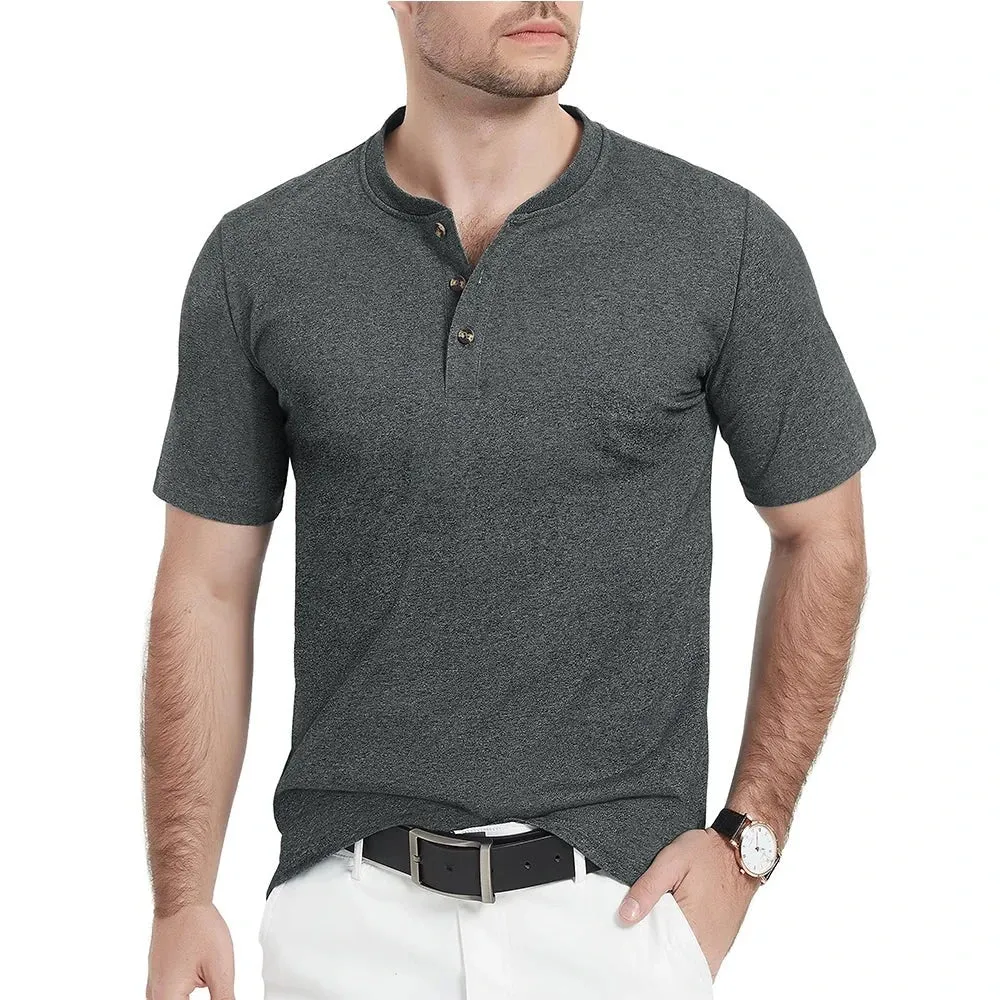 West Louis™ Fashion Henley Heather Color T-shirts