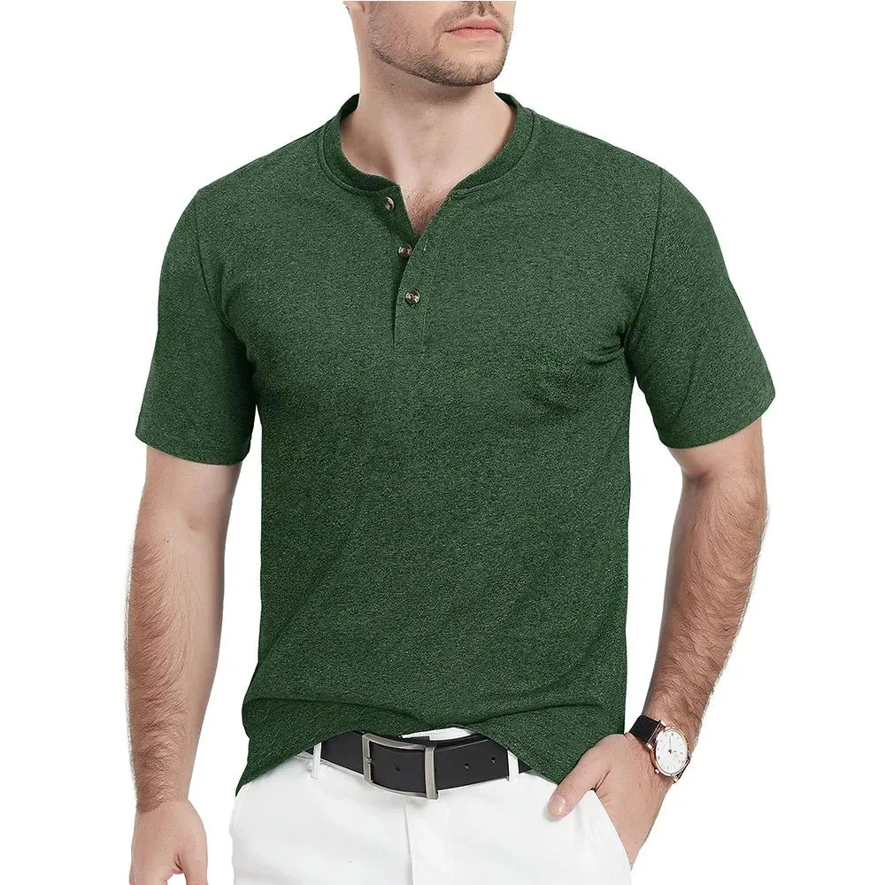 West Louis™ Fashion Henley Heather Color T-shirts