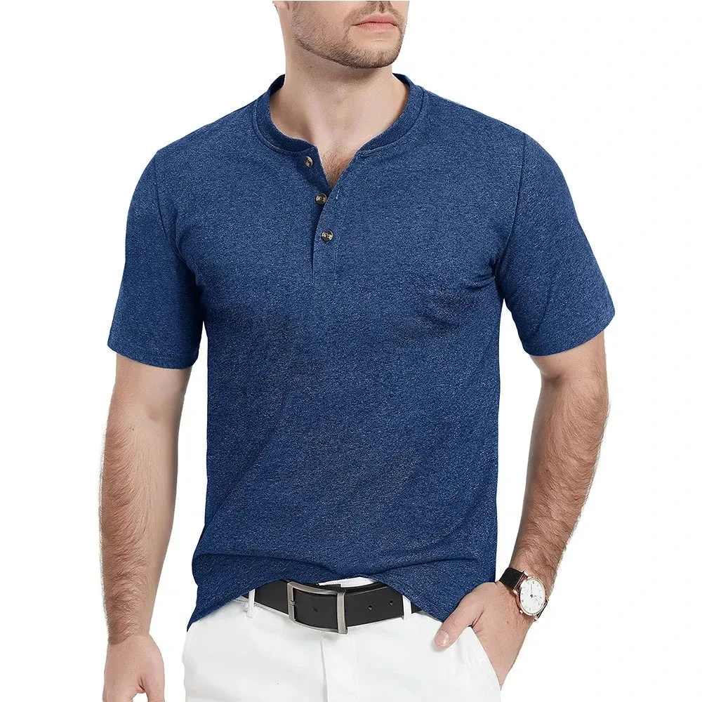 West Louis™ Fashion Henley Heather Color T-shirts