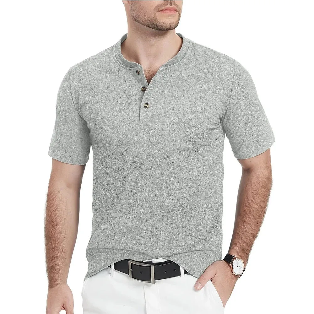 West Louis™ Fashion Henley Heather Color T-shirts
