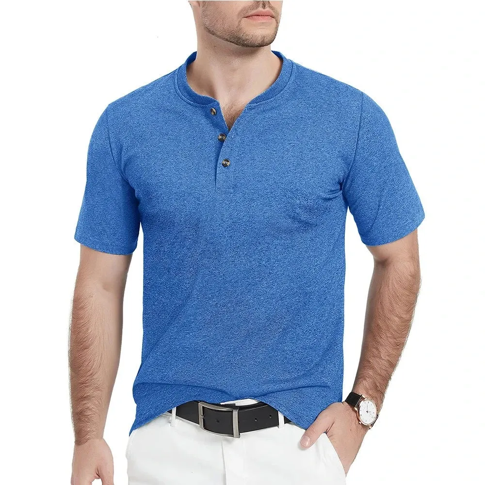 West Louis™ Fashion Henley Heather Color T-shirts