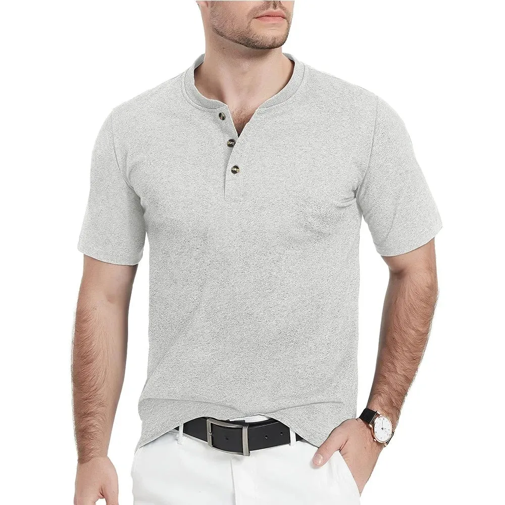West Louis™ Fashion Henley Heather Color T-shirts