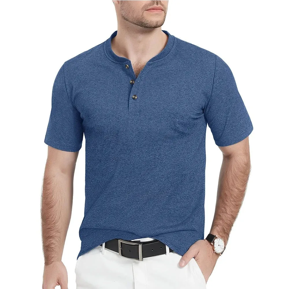 West Louis™ Fashion Henley Heather Color T-shirts