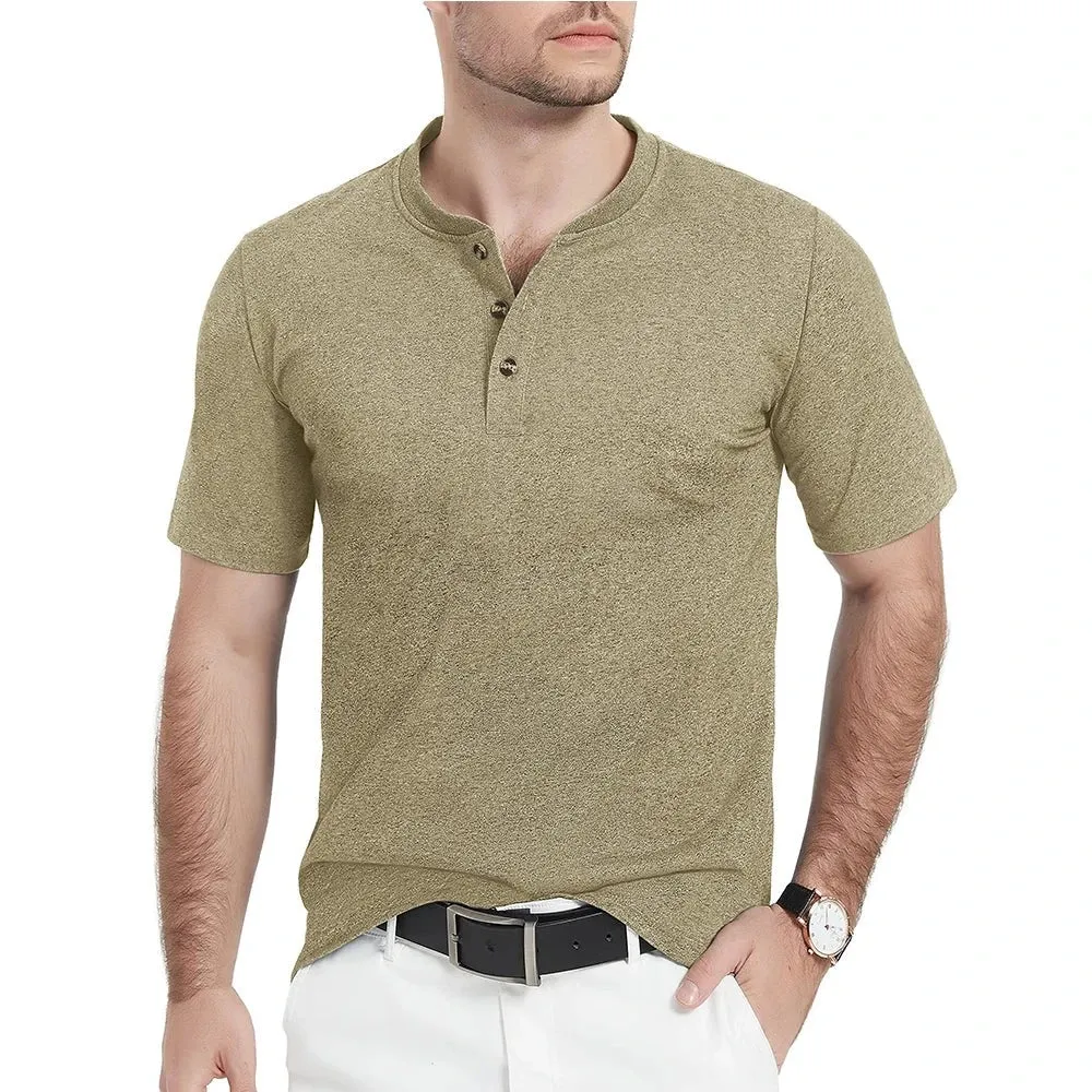 West Louis™ Fashion Henley Heather Color T-shirts