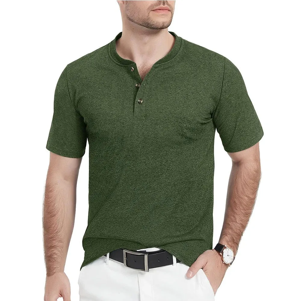 West Louis™ Fashion Henley Heather Color T-shirts