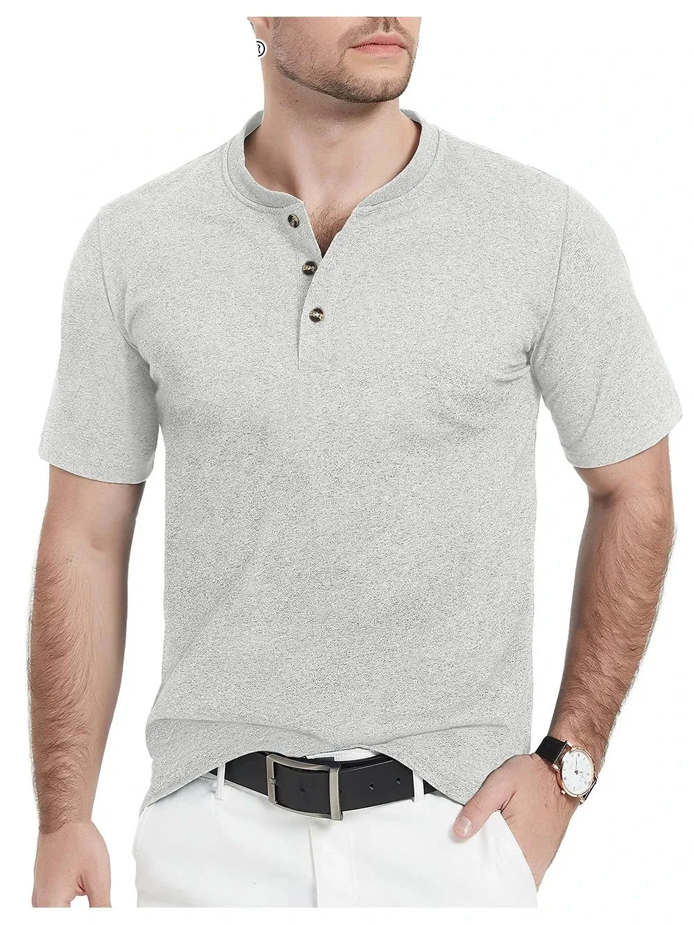West Louis™ Fashion Henley Heather Color T-shirts