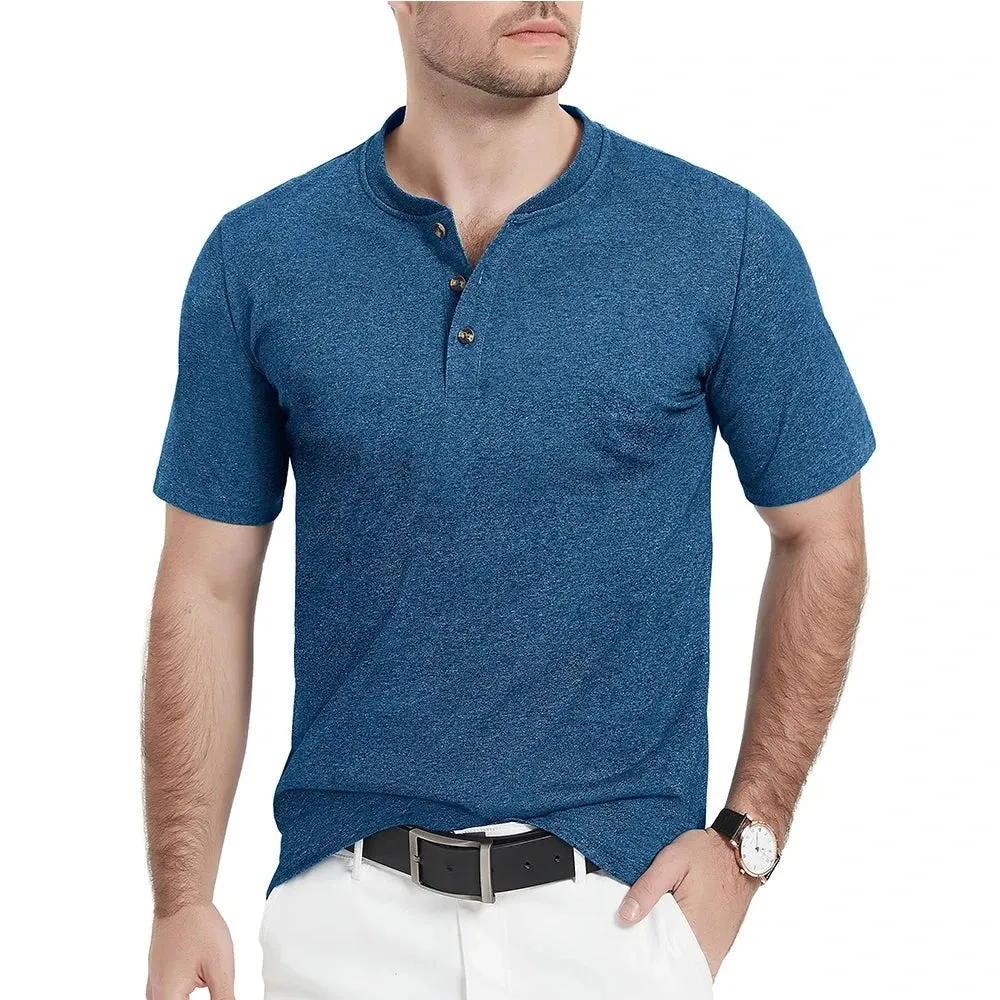 West Louis™ Fashion Henley Heather Color T-shirts