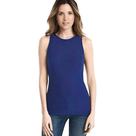 WHBM Deep Marine Sleeveless Sweater