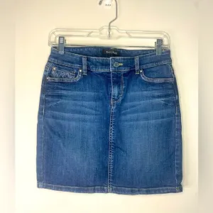 WHBM Jean Mini Skirt With Jeweled Embellishments Western Concert Country Size 0