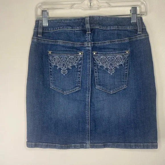 WHBM Jean Mini Skirt With Jeweled Embellishments Western Concert Country Size 0