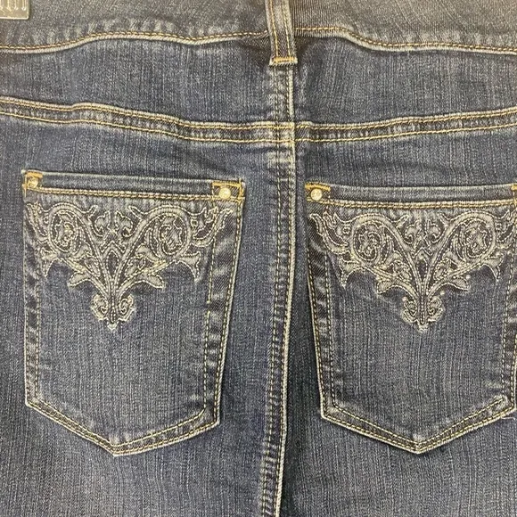 WHBM Jean Mini Skirt With Jeweled Embellishments Western Concert Country Size 0