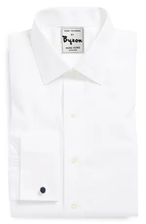 White Solid Shirt, Plain Front, French Cuff