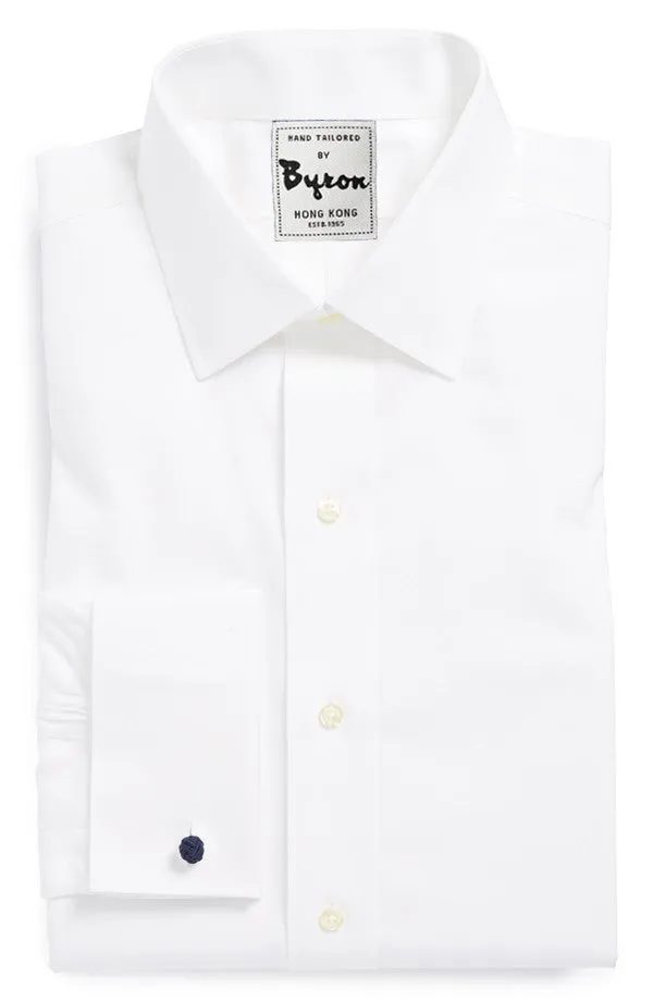 White Solid Shirt, Plain Front, French Cuff