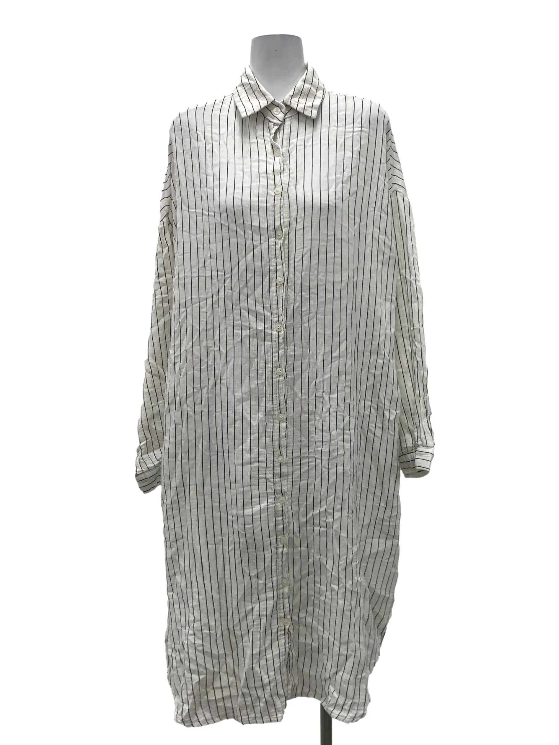 White Stripe Collar T-Shirt Dress