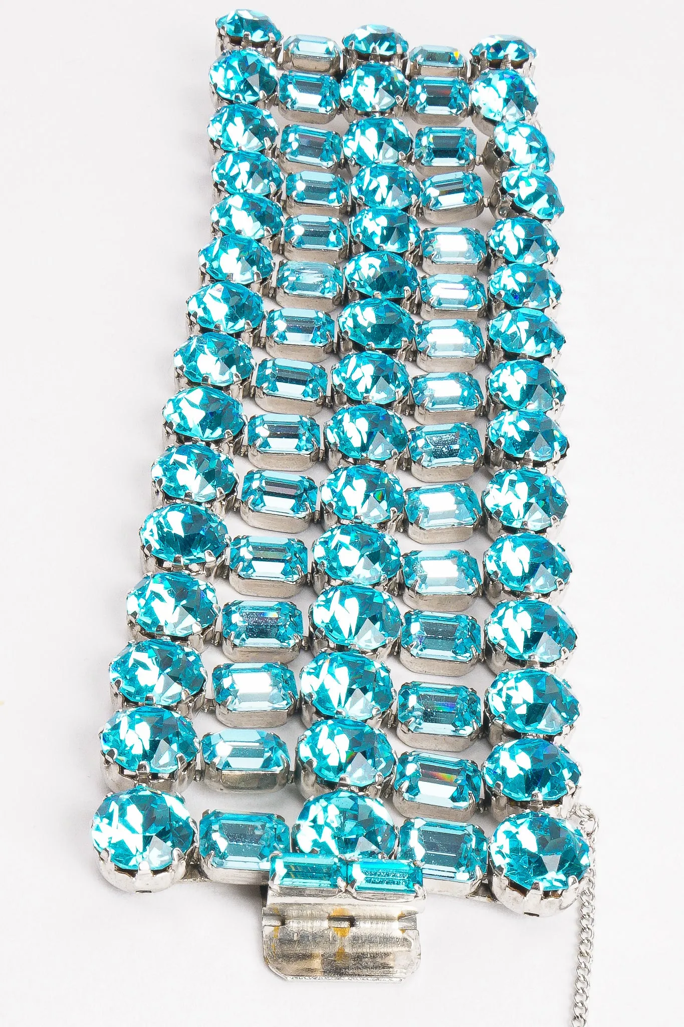 Wide Aqua Crystal Bracelet