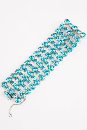 Wide Aqua Crystal Bracelet