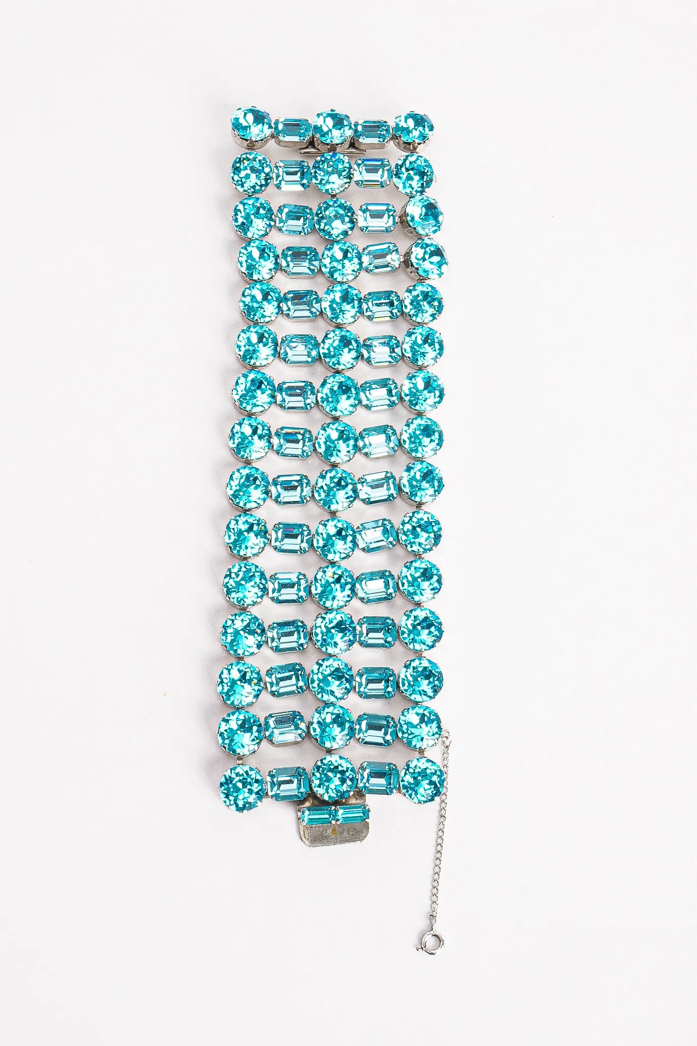 Wide Aqua Crystal Bracelet