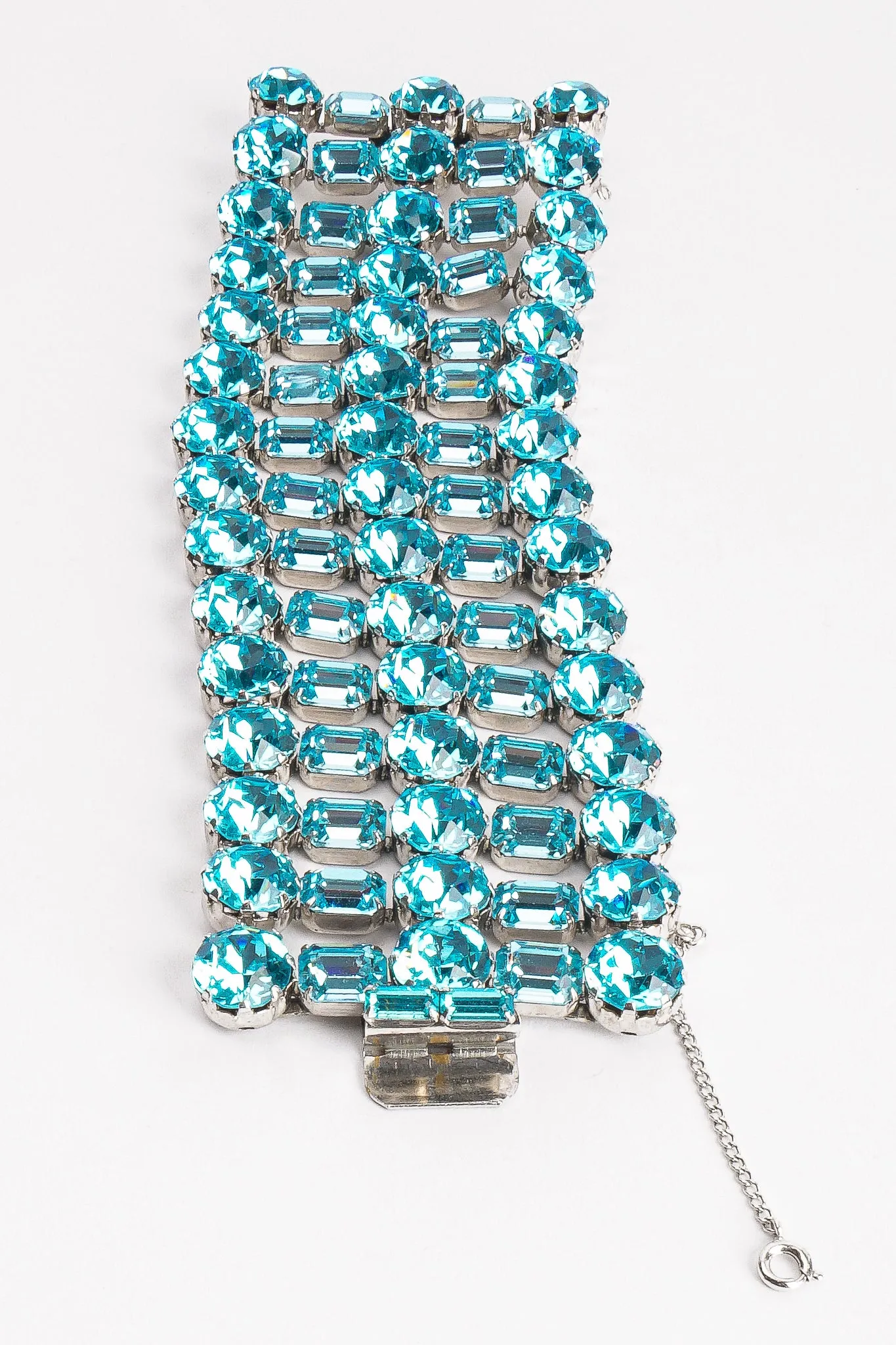 Wide Aqua Crystal Bracelet