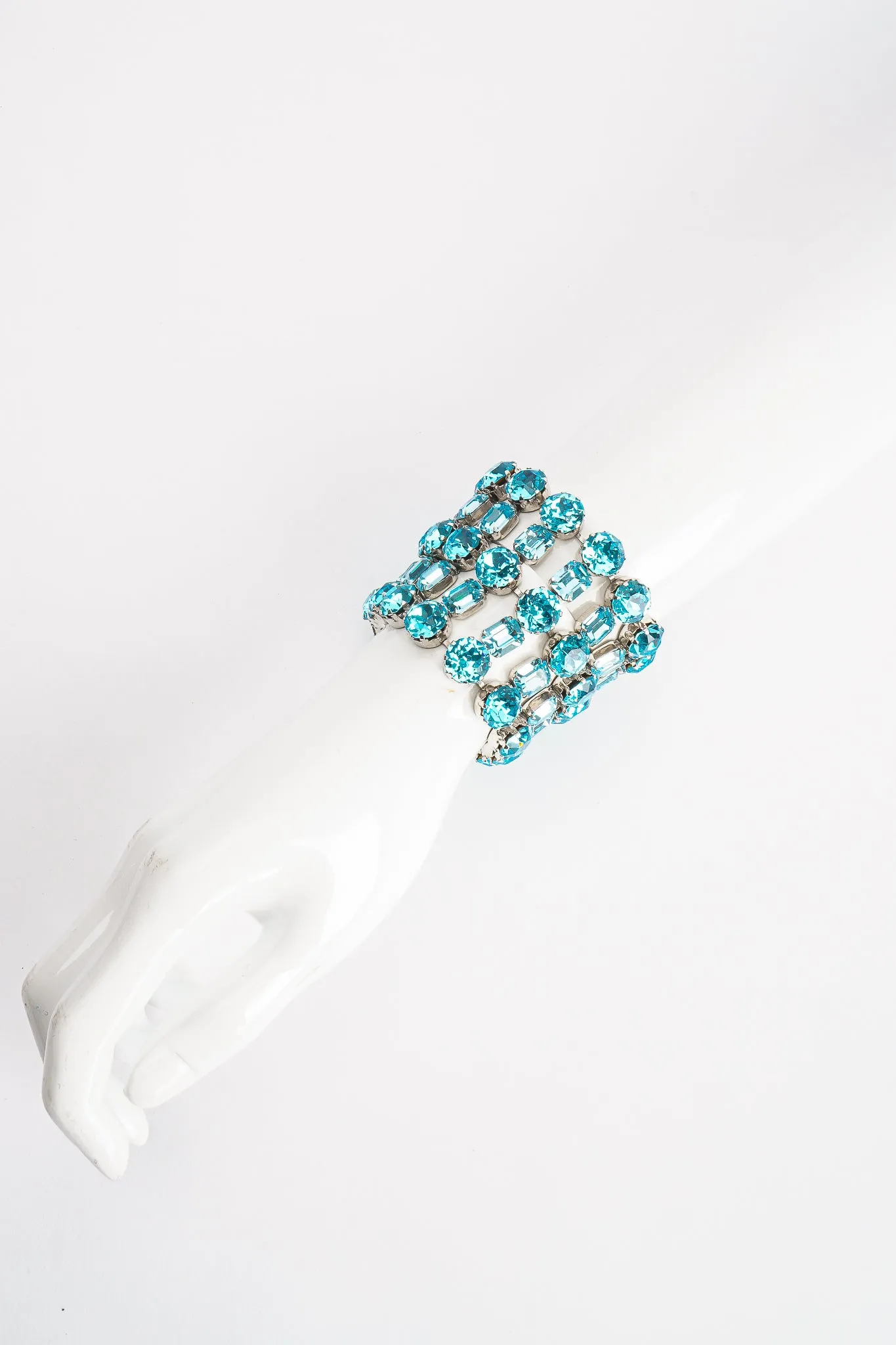 Wide Aqua Crystal Bracelet