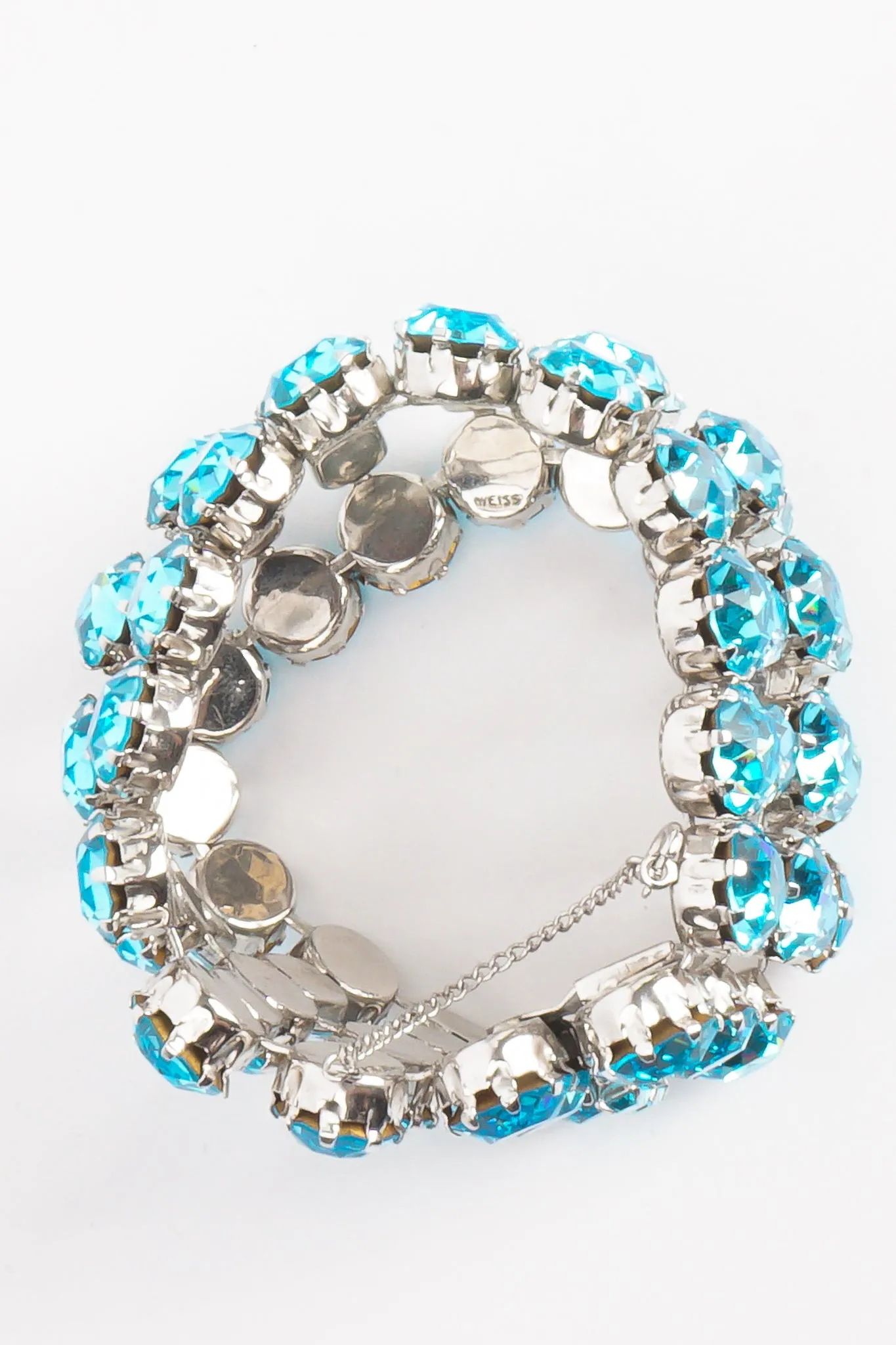 Wide Aqua Crystal Bracelet