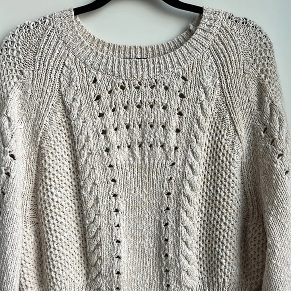 WildFox Edita Cream Oatmeal Back Corset Lace Up Sweater