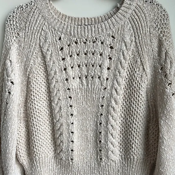 WildFox Edita Cream Oatmeal Back Corset Lace Up Sweater