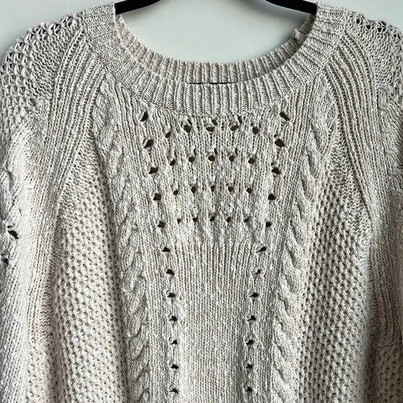 WildFox Edita Cream Oatmeal Back Corset Lace Up Sweater