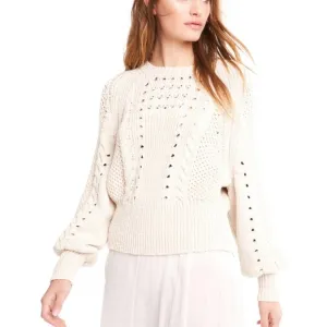 WildFox Edita Cream Oatmeal Back Corset Lace Up Sweater