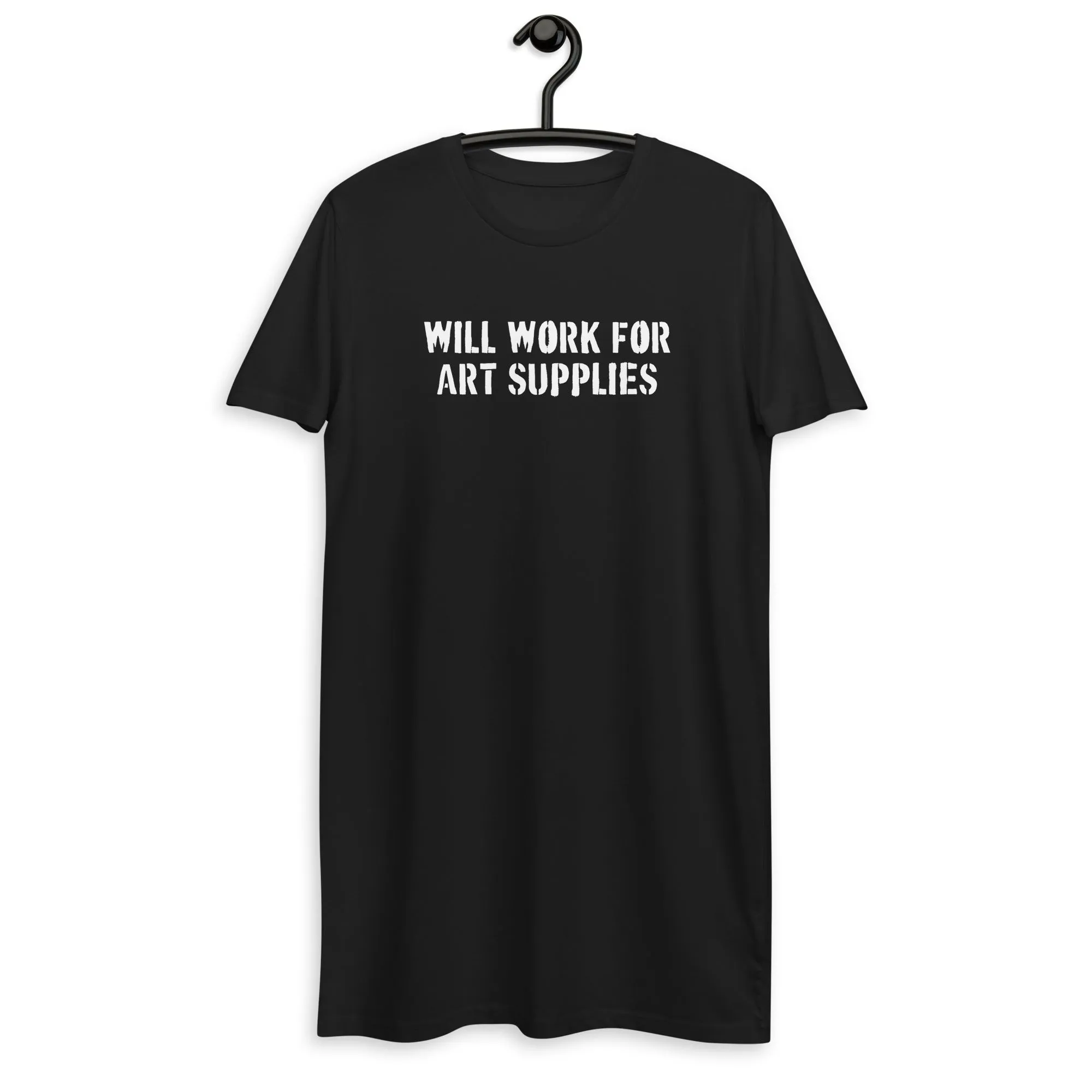 Will Work For Art Supplies Black & White T-shirt Dress