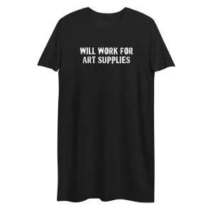Will Work For Art Supplies Black & White T-shirt Dress