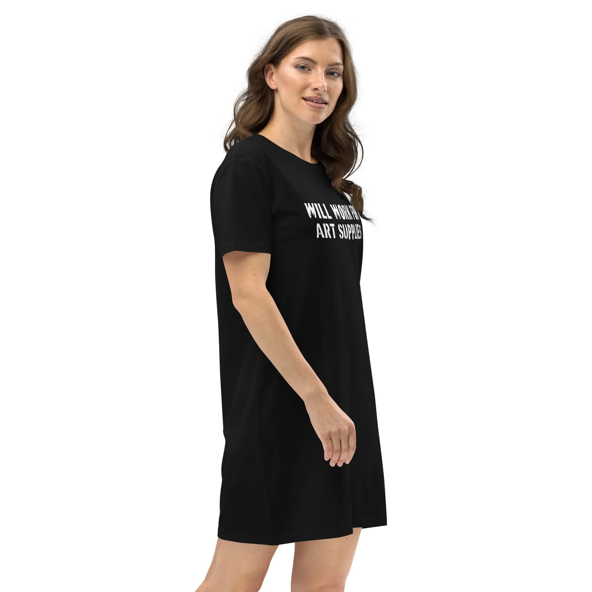 Will Work For Art Supplies Black & White T-shirt Dress