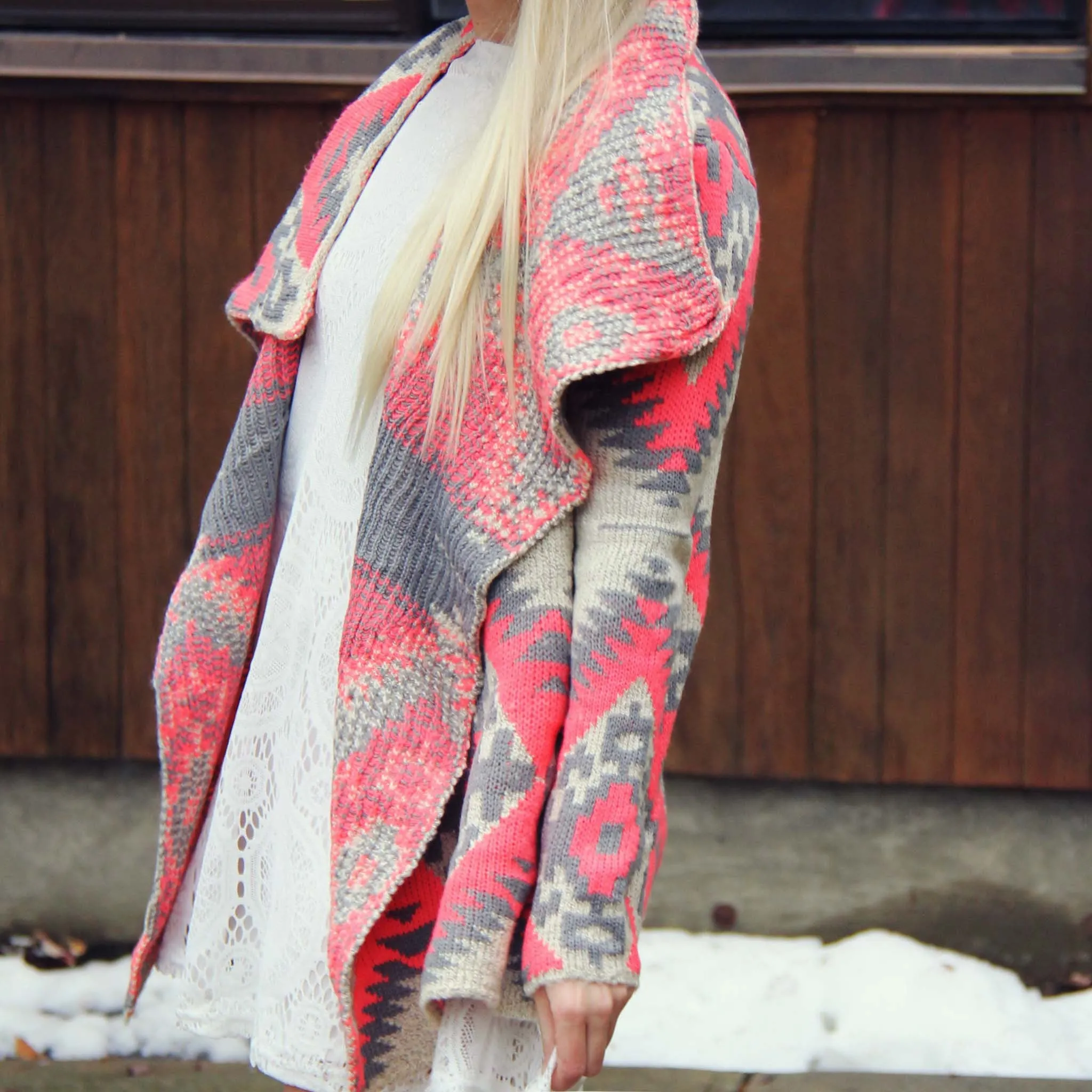 Winter Wanderer Sweater in Coral
