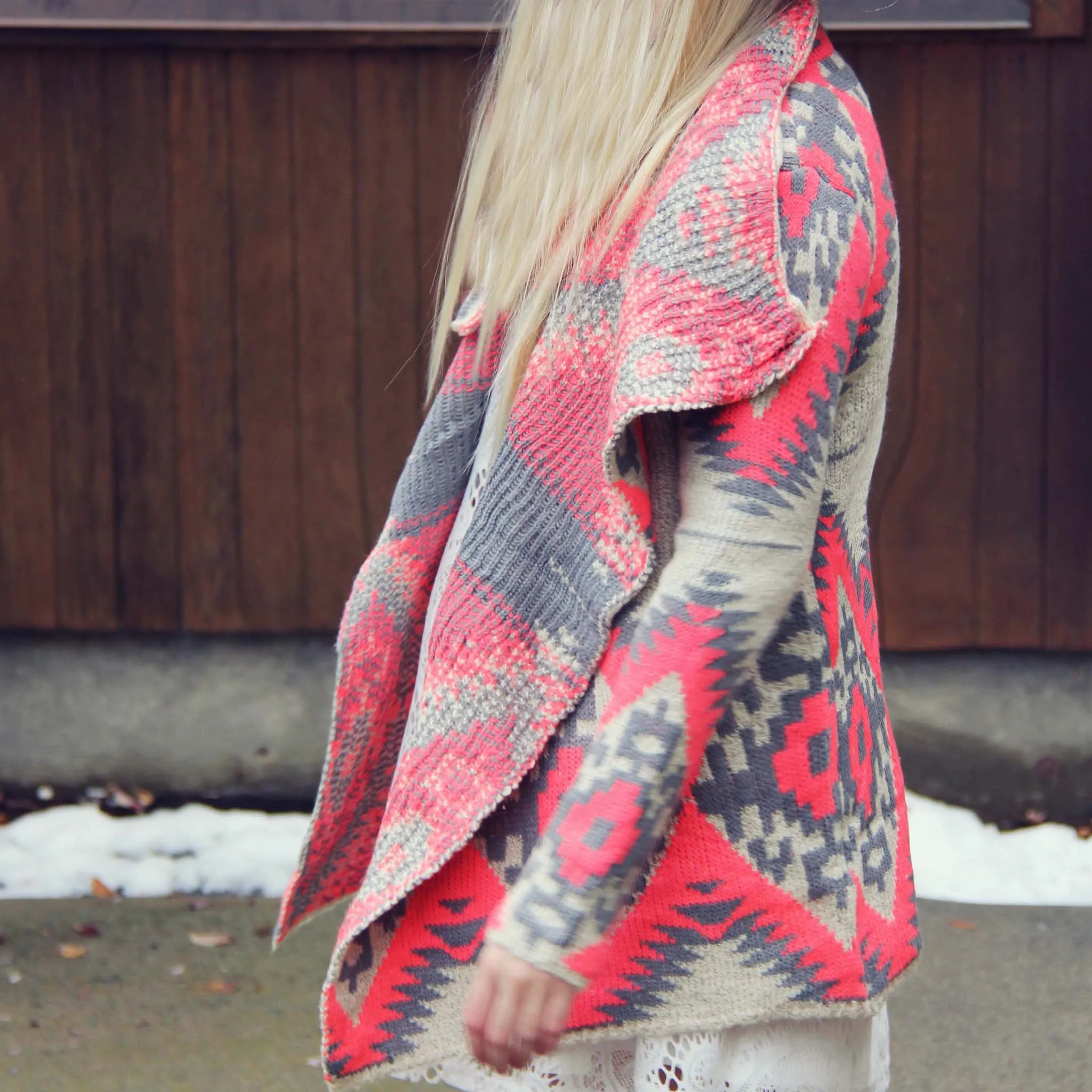Winter Wanderer Sweater in Coral