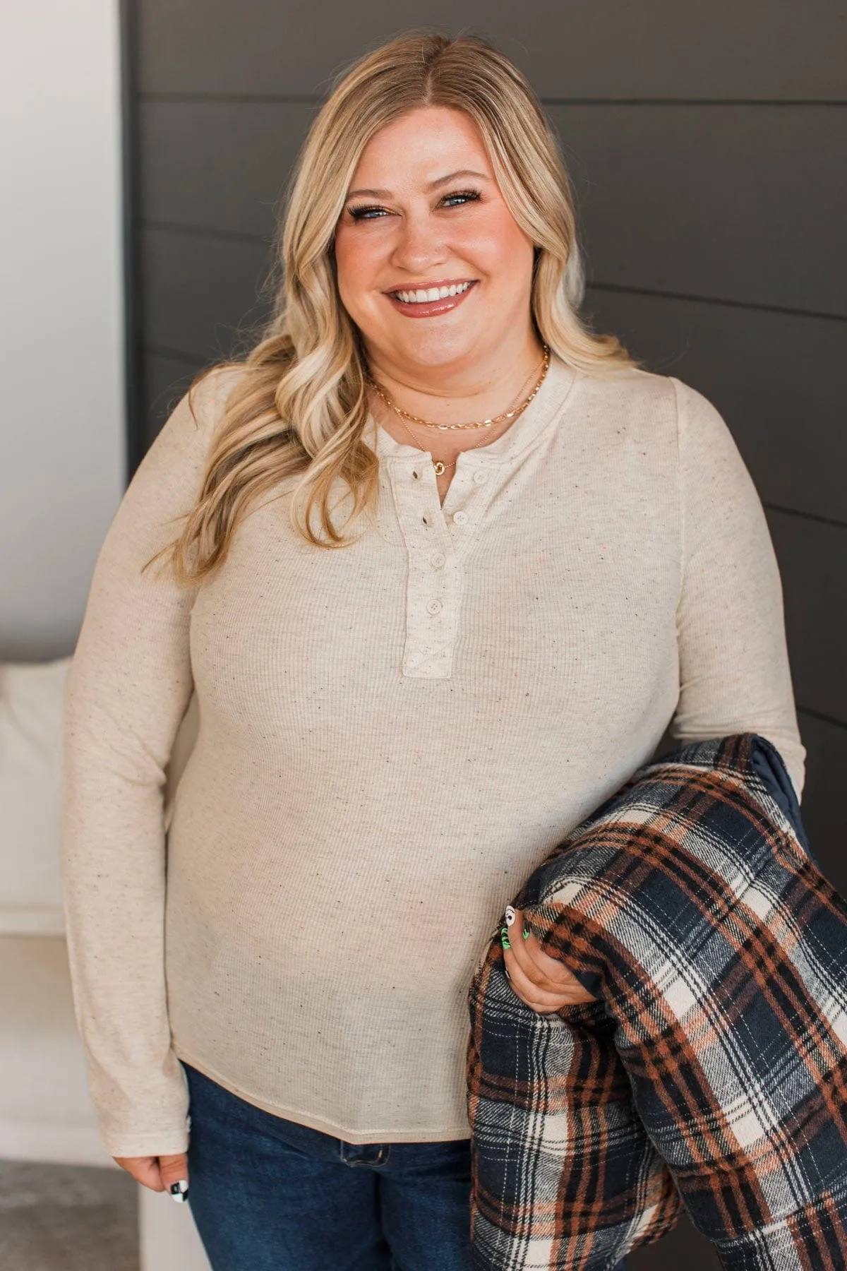 With Absolute Certainty Henley Top- Oatmeal
