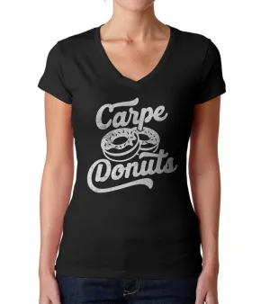 Women's Carpe Donuts Vneck T-Shirt - Funny Donut Shirt